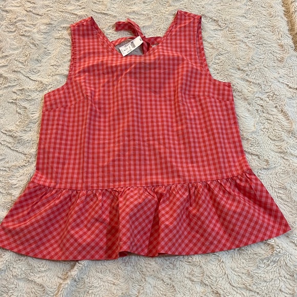 J. Crew Tops - NWT J.Crew Plaid Ted/Pink Sleeveless Top With Péplum And Two back Ties Size M